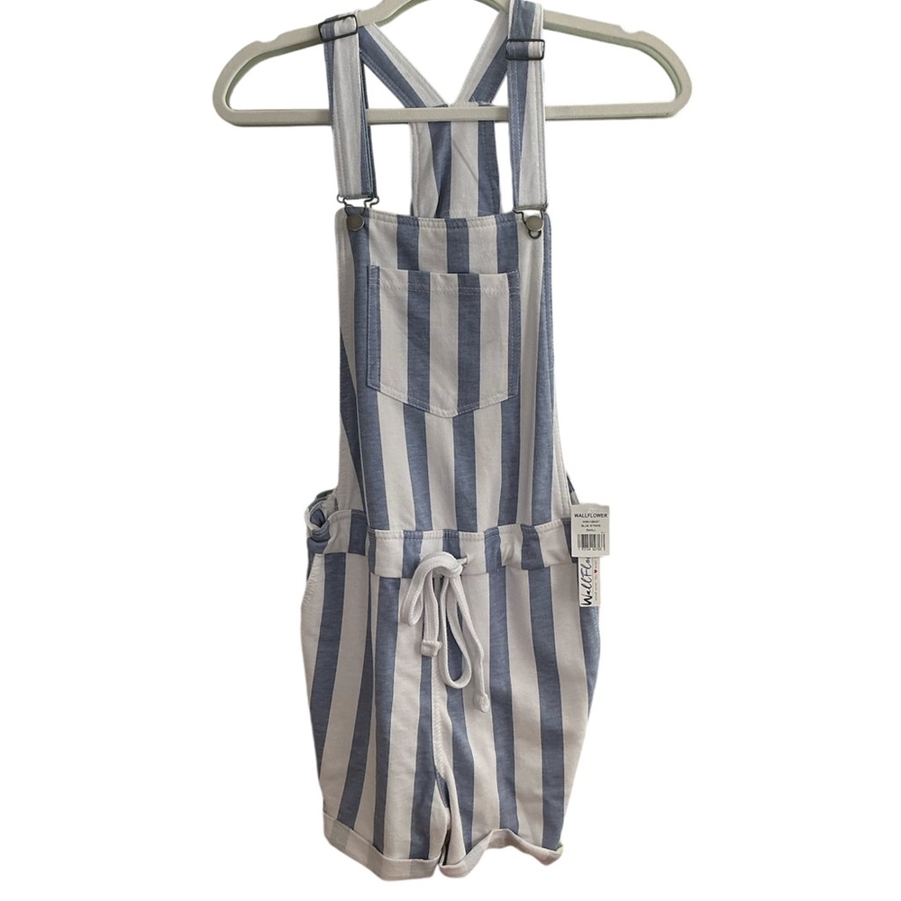 NWT Wallflower Overall Shorts - Striped Blue and White - Size Small